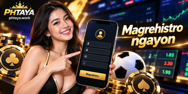 The PHTAYA mobile betting interface demonstrating a secure account registration process and exclusive welcome bonuses for players in the Philippines.